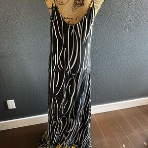 Long Tall Sally LTS Black Floral Maxi Dress Tall Size US 10 Adjustable Straps